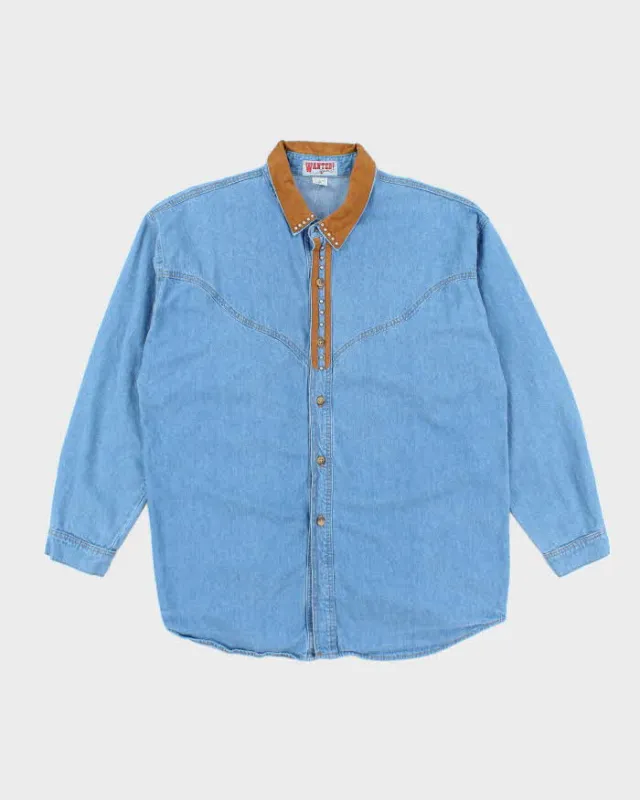 Vintage 90's Beads Beautiful Denim Western Style Long Sleeve Shirt - XL sold by Rokit