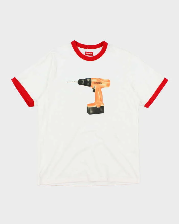 Supreme New York Drill Graphic Ringer T-Shirt - L sold by Rokit