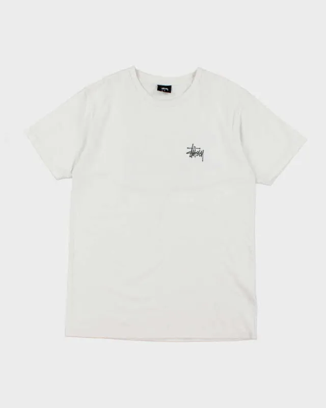 Stussy White Cotton T-Shirt - M sold by Rokit