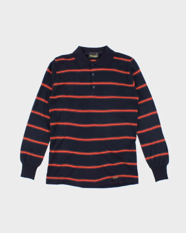 Vintage 90's Wrangler Striped Lightweight Long Sleeve Polo Shirt - S sold by Rokit