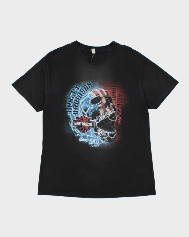 Vintage Y2K Harley Davidson Patriot Skull Graphic T-Shirt - L sold by Rokit