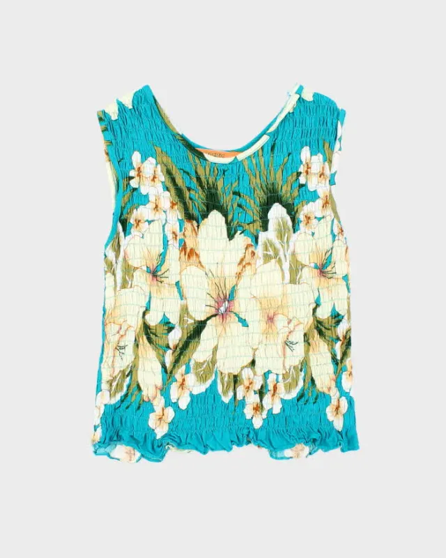 Vintage Pacific Coast Shirred Hawaiian Print Top - S sold by Rokit