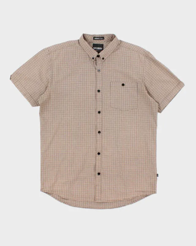 Vintage Y2K Stussy Check Patterned Short Sleeve Shirt - L sold by Rokit