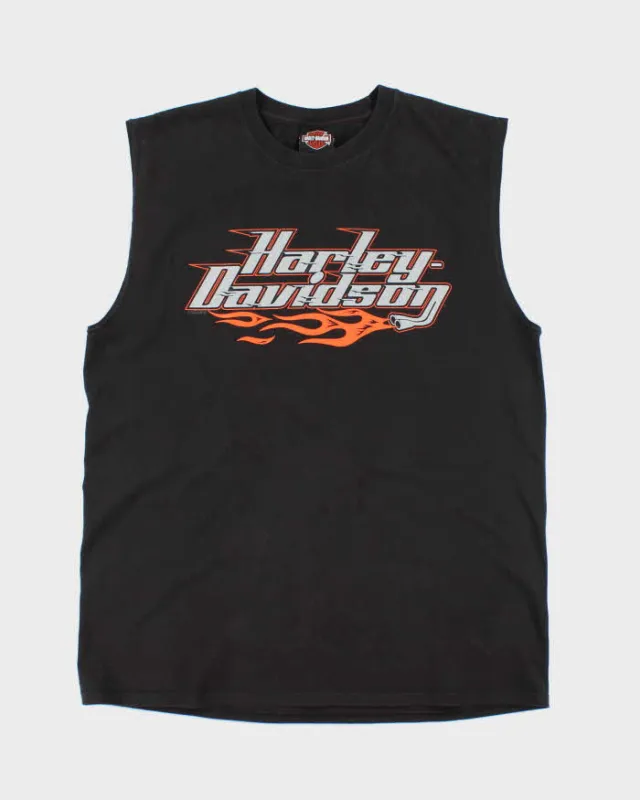 Vintage Harley Davidson Spell Out Graphic Cut Off T-Shirt - L sold by Rokit