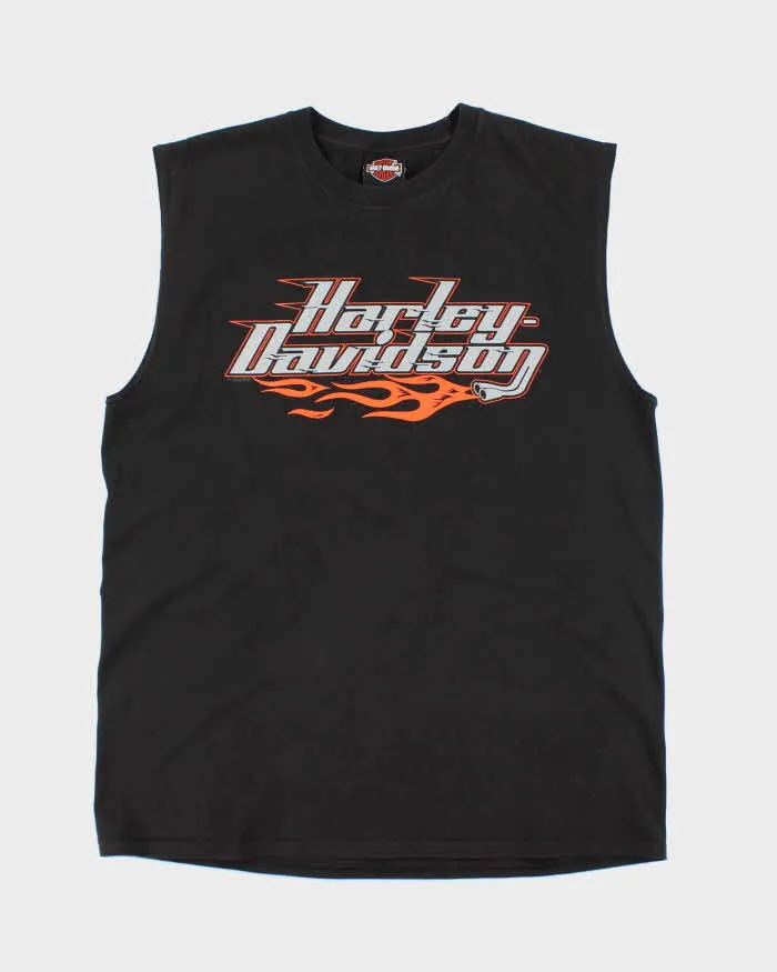 Vintage Harley Davidson Spell Out Graphic Cut Off T-Shirt - L sold by Rokit