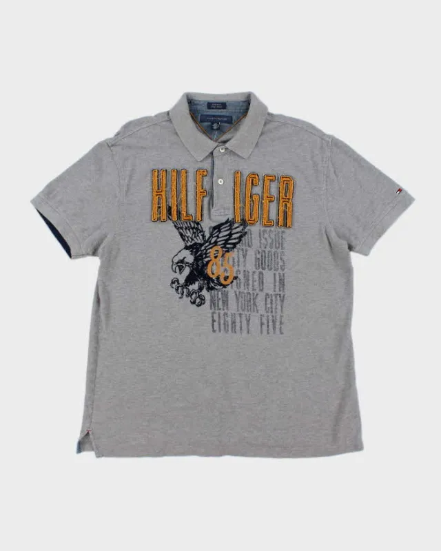 Vintage Y2K Tommy Hilfiger Front Patched Graphic Polo Shirt - L sold by Rokit