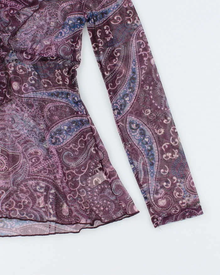 Vintage 00s Paisley Mesh Sheer Blouse - M sold by Rokit product image thumbnail 4