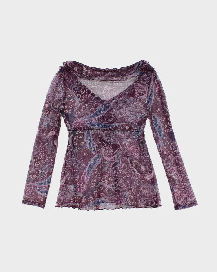 Vintage 00s Paisley Mesh Sheer Blouse - M sold by Rokit product image thumbnail 2