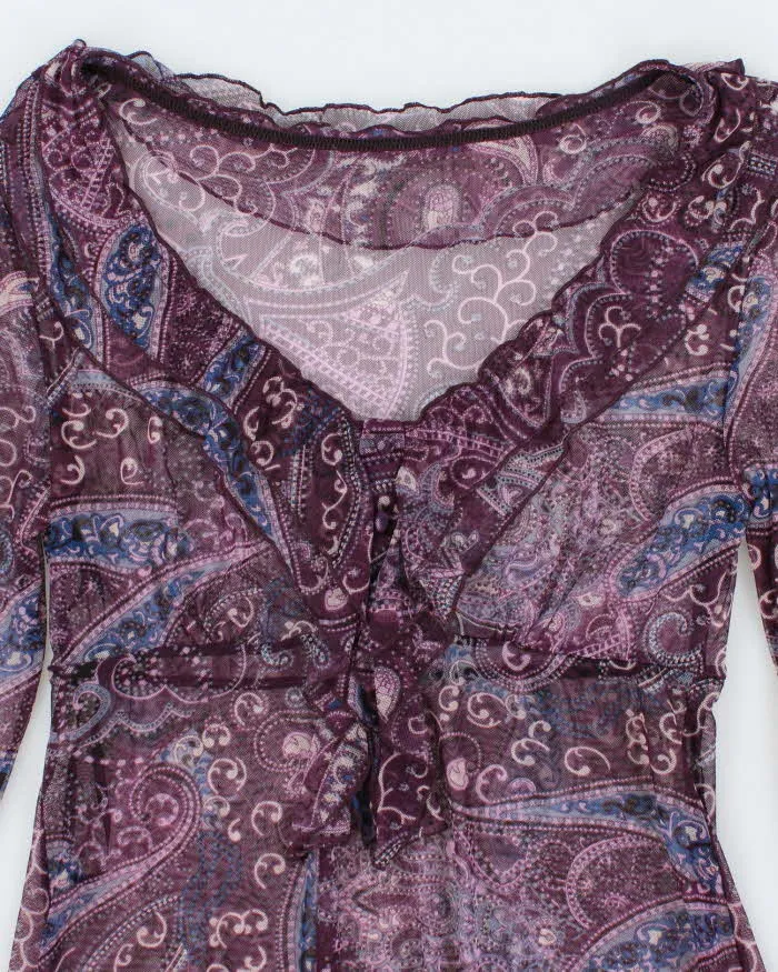 Vintage 00s Paisley Mesh Sheer Blouse - M sold by Rokit product image thumbnail 3
