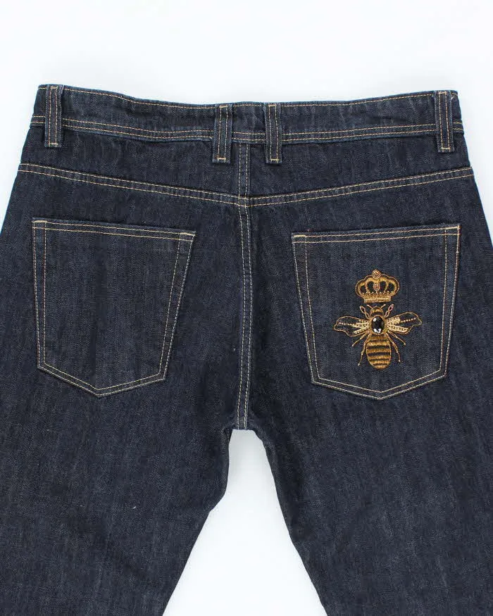Vintage Y2K Dolce & Gabbana Embroidered Bee Dark Wash Jeans - W36 L30 sold by Rokit product image thumbnail 4
