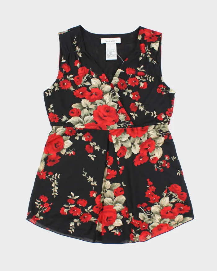 Vintage Y2k 00s Nine West Floral Double Mesh Top - M sold by Rokit