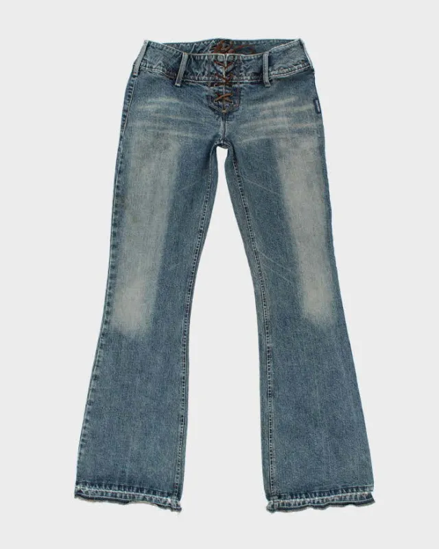 Vintage Y2k 00s Silver Lace-up Bootcut Jeans - W32 L33 sold by Rokit