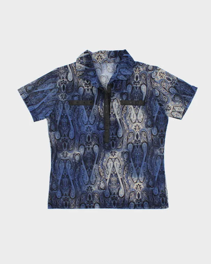 Vintage 90s Paisley Pattern Mesh Popper Blouse - M sold by Rokit
