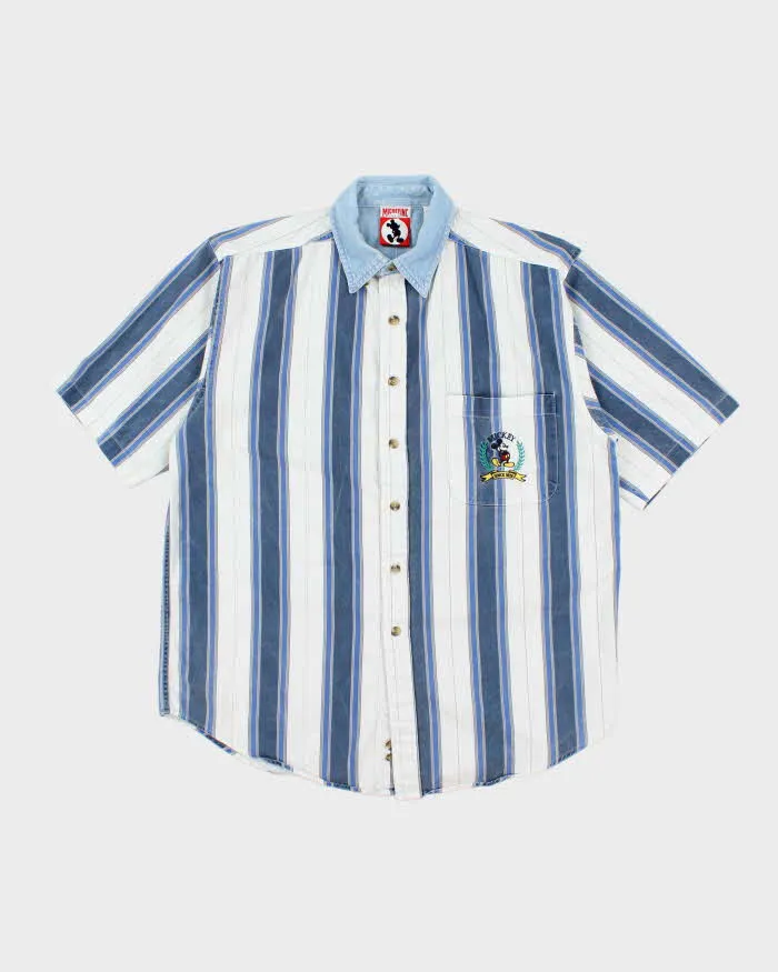 Vintage 90's Disney Embroidered Striped Short Sleeve Shirt - M sold by Rokit