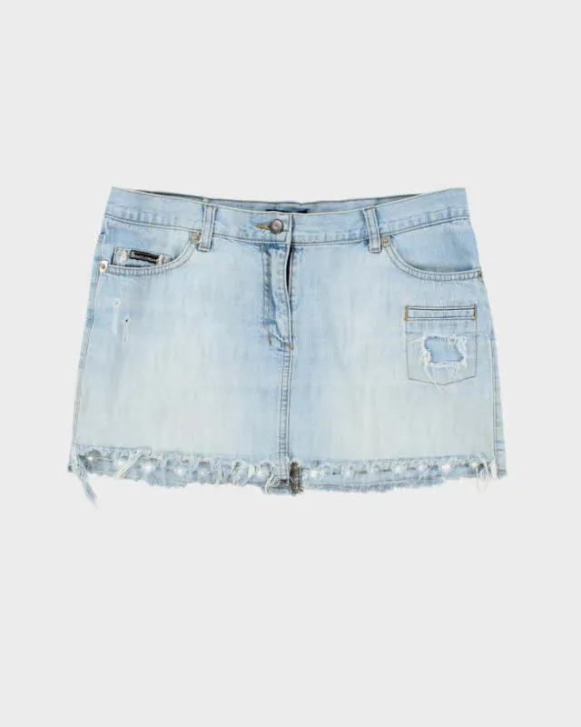 Vintage Y2K Dolce & Gabbana Light Wash Denim Mini Skirt - W26 L13 sold by Rokit