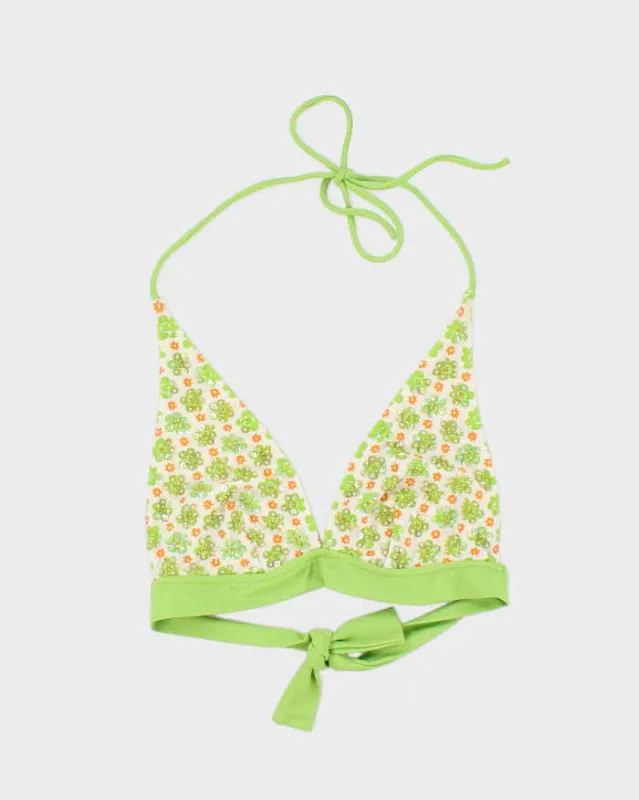 Vintage Y2k 00s Too Hot Brazil Beaded Sequin Bikini Top - S sold by Rokit