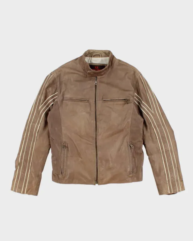 90s Vintage Mens Brown Danier Stripped Leather Jacket - M sold by Rokit