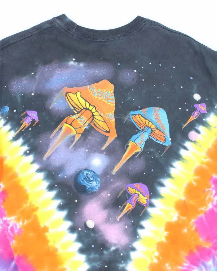 Vintage 2000's Liquid Blue Tie-Dye Mushroom Space Graphic T-Shirt - L sold by Rokit product image thumbnail 4