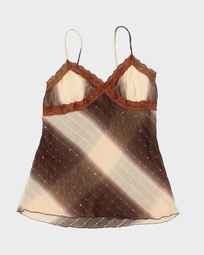 Vintage Y2k 00s Suzy Sequin Sheer Cami - M sold by Rokit