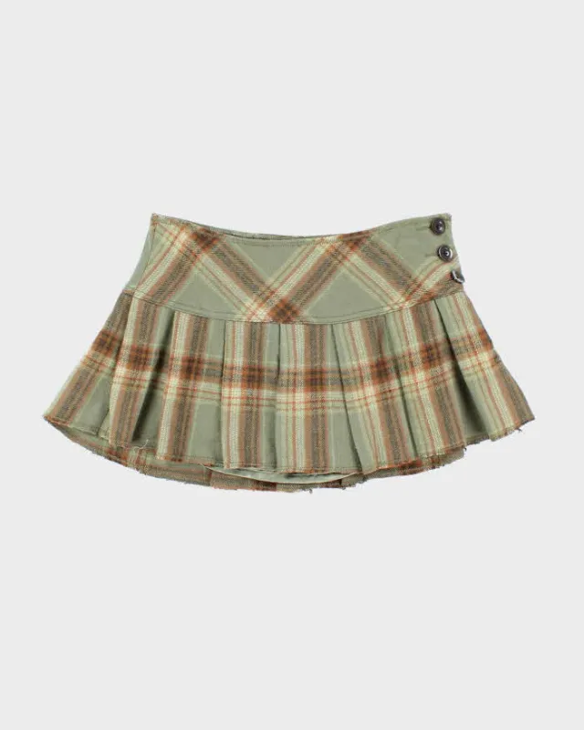Vintage Y2k 00s Checked Wool Blend Mini Skirt - XS sold by Rokit