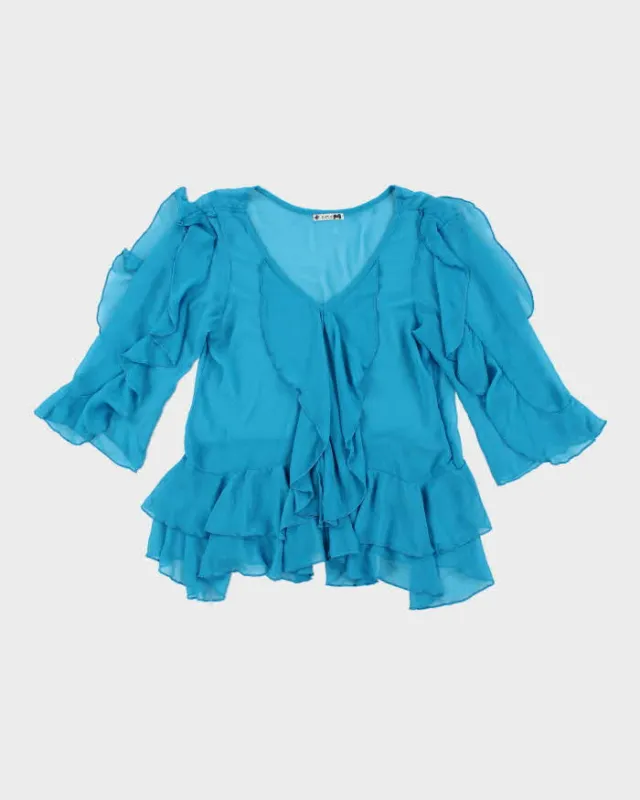 Vintage Y2k 00s ICU Ruffle Mesh Blouse - M sold by Rokit