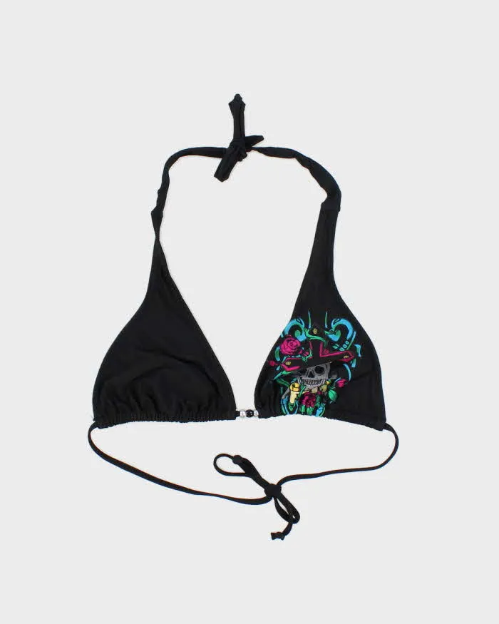 Vintage Y2k 00s Tattoo Skull Bikini Top - M sold by Rokit