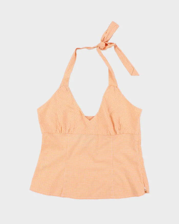 Vintage Y2k 00s Mexx Gingham Halter Neck Top - L sold by Rokit