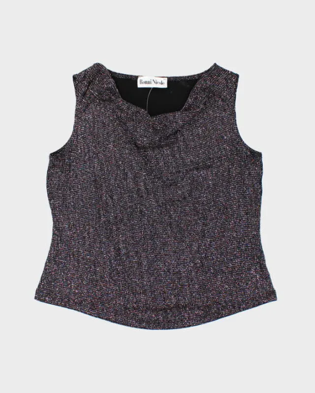 Vintage 90s Ronni Nicole Sparkly Cowl Neck Top - L sold by Rokit