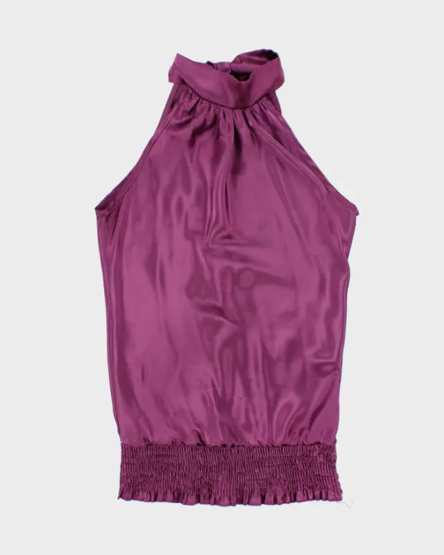 Vintage Y2k 00s Matri Satin High Neck Tie Top - S sold by Rokit