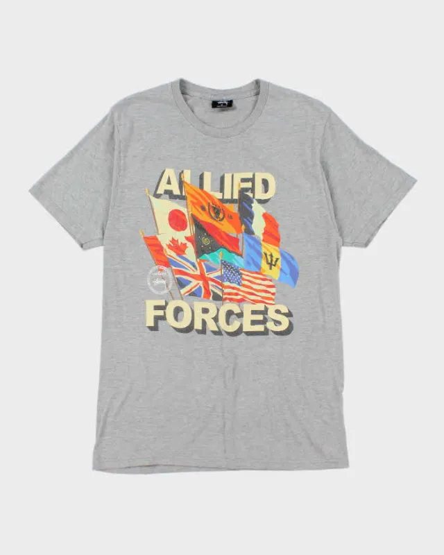 Vintage 2000's Stussy Allied Forces Flags Graphic T-Shirt - M sold by Rokit