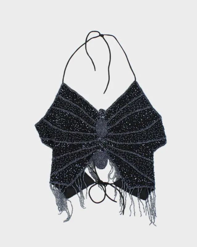 Vintage Y2k 00s Butterfly Beaded Backless Top - XS sold by Rokit