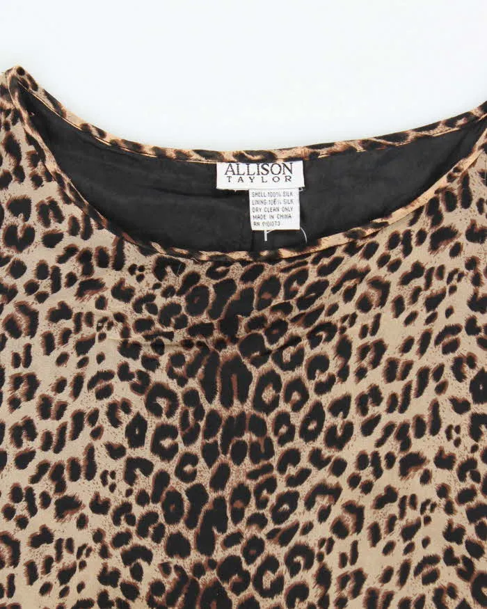 Vintage 90s Allison Taylor Leopard Print Silk Dress - L sold by Rokit product image thumbnail 5