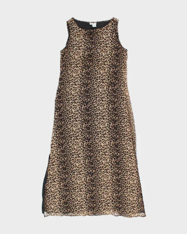 Vintage 90s Allison Taylor Leopard Print Silk Dress - L sold by Rokit