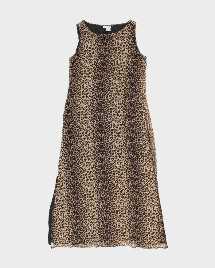 Vintage 90s Allison Taylor Leopard Print Silk Dress - L sold by Rokit