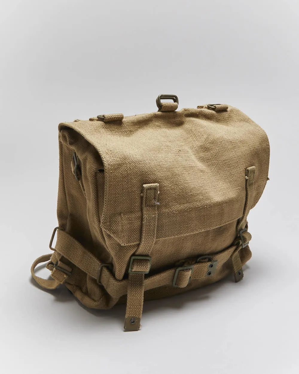50s Vintage Danish Army Small Canvas Back Pack sold by Rokit