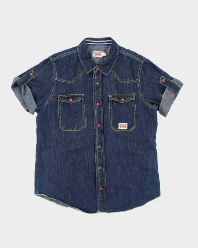 Vintage Evisu Short Sleeve Denim Shirt - L sold by Rokit