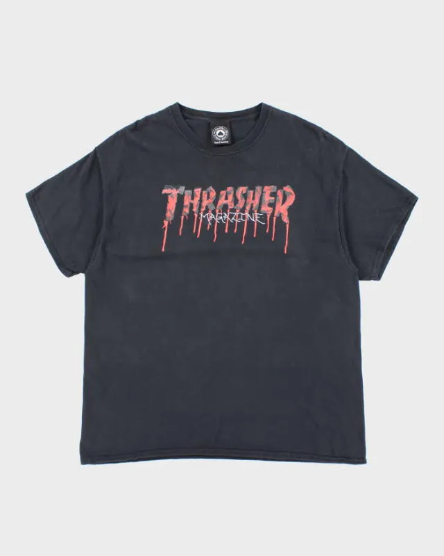 Vintage Thrasher Magazine Bleeding Spell Out Graphic T-Shirt - L sold by Rokit