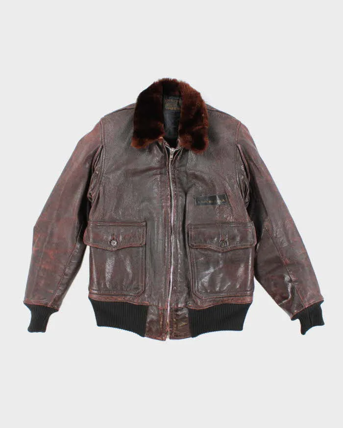 40s WWII Vintage US Navy M-422A Leather Flight Jacket - X-Small sold by Rokit