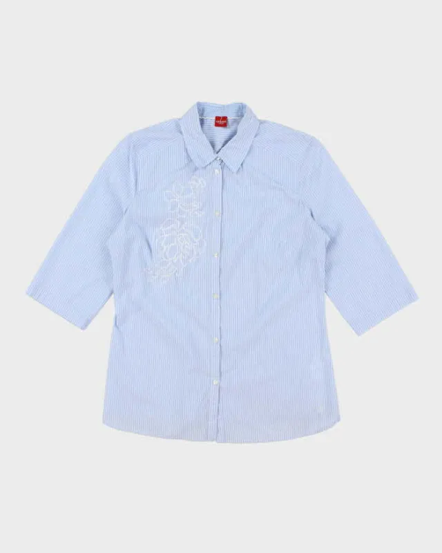 Vintage Y2k 00s Olsen Stripe Embroidered Blouse - L sold by Rokit