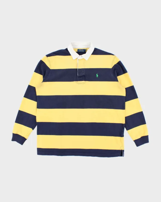 Vintage Y2K Ralph Lauren Faded Striped Rugby Shirt - XL sold by Rokit