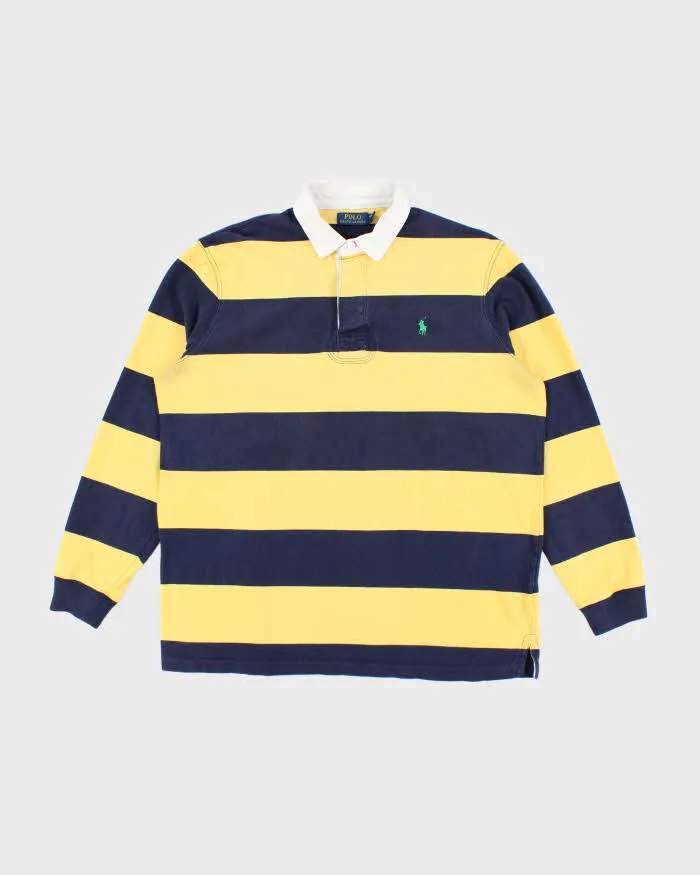 Vintage Y2K Ralph Lauren Faded Striped Rugby Shirt - XL sold by Rokit