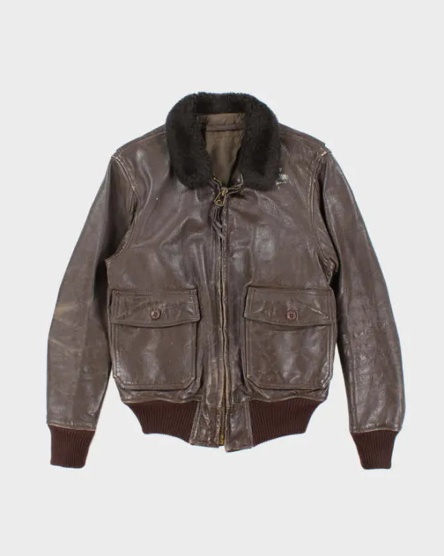 70s Vintage US Navy G-1 Leather Flight Jacket - Medium sold by Rokit