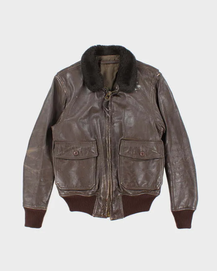 70s Vintage US Navy G-1 Leather Flight Jacket - Medium sold by Rokit