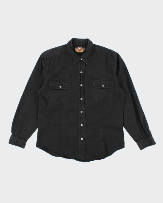 Vintage Y2K Harley Davidson Embroidered Long Sleeve Denim Shirt - S sold by Rokit