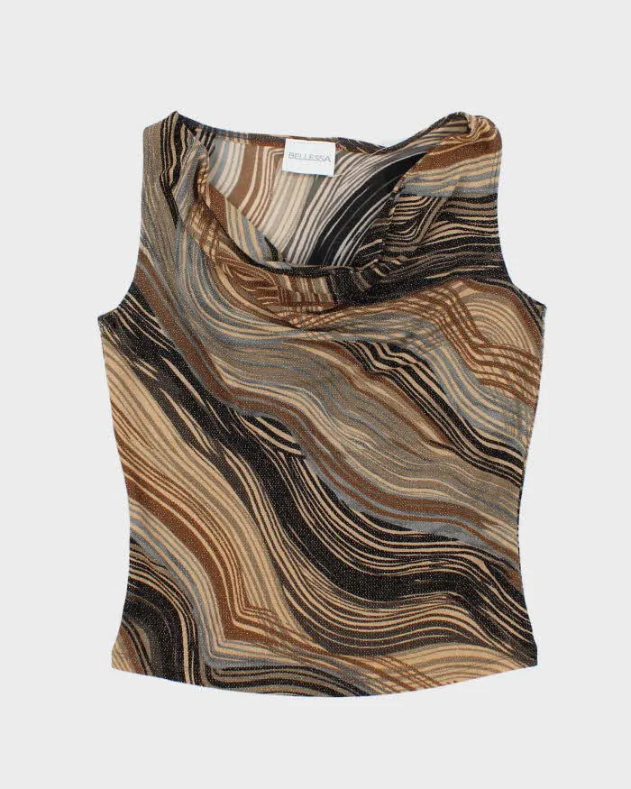 Vintage 90s Bellessa Sparkly Cowl Neck Top - L sold by Rokit