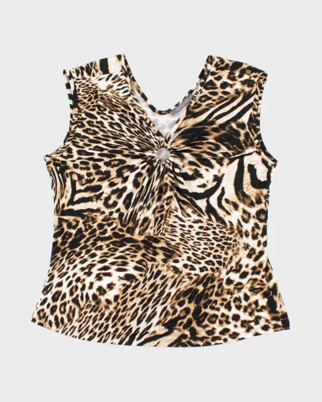 Vintage Y2k 00s Suzy O Ring Leopard Print Top - L sold by Rokit