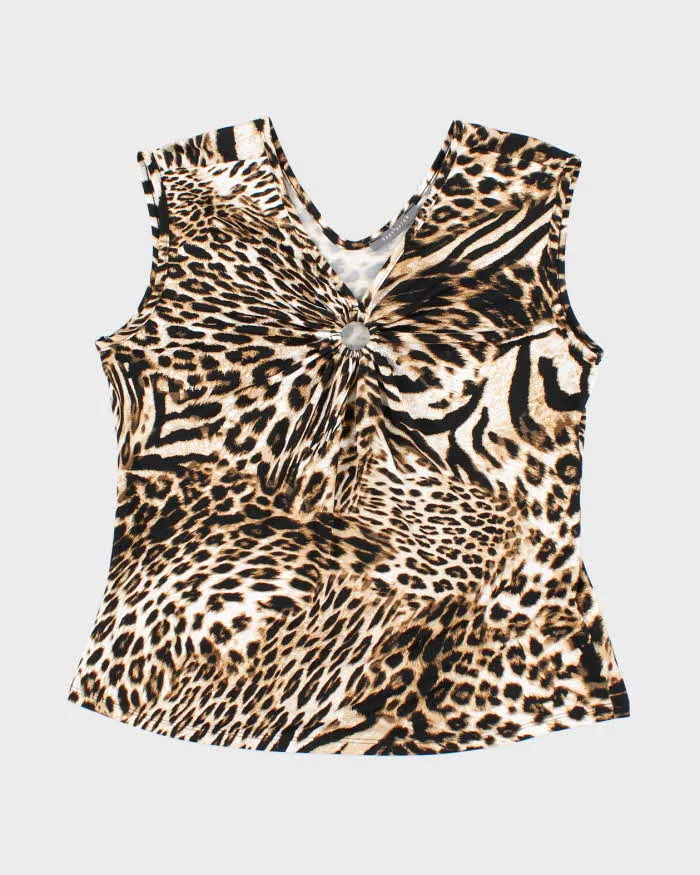 Vintage Y2k 00s Suzy O Ring Leopard Print Top - L sold by Rokit