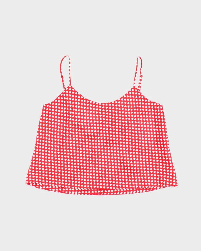 Vintage 90s Silk & Satin Heart Print Cami - M sold by Rokit