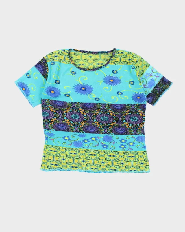 Vintage 90s Floral Mesh Top - M sold by Rokit