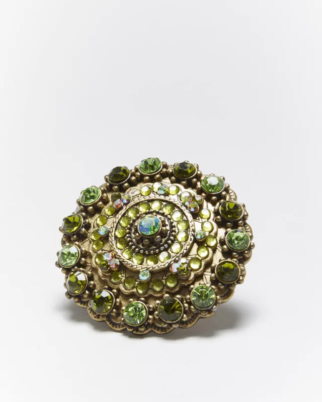 Vintage Y2k 00s Green Rhinestone Belt Buckle sold by Rokit